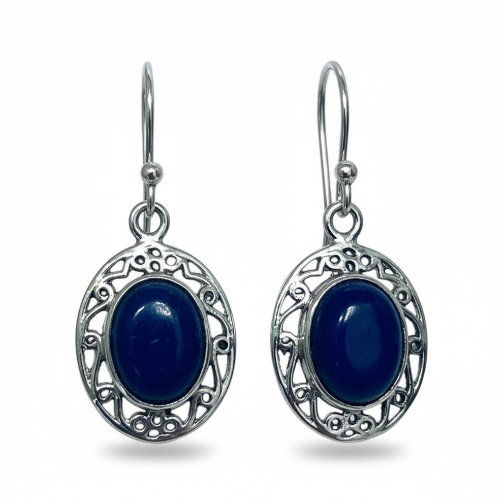 Lapis Lazuli Sun Silver Earrings