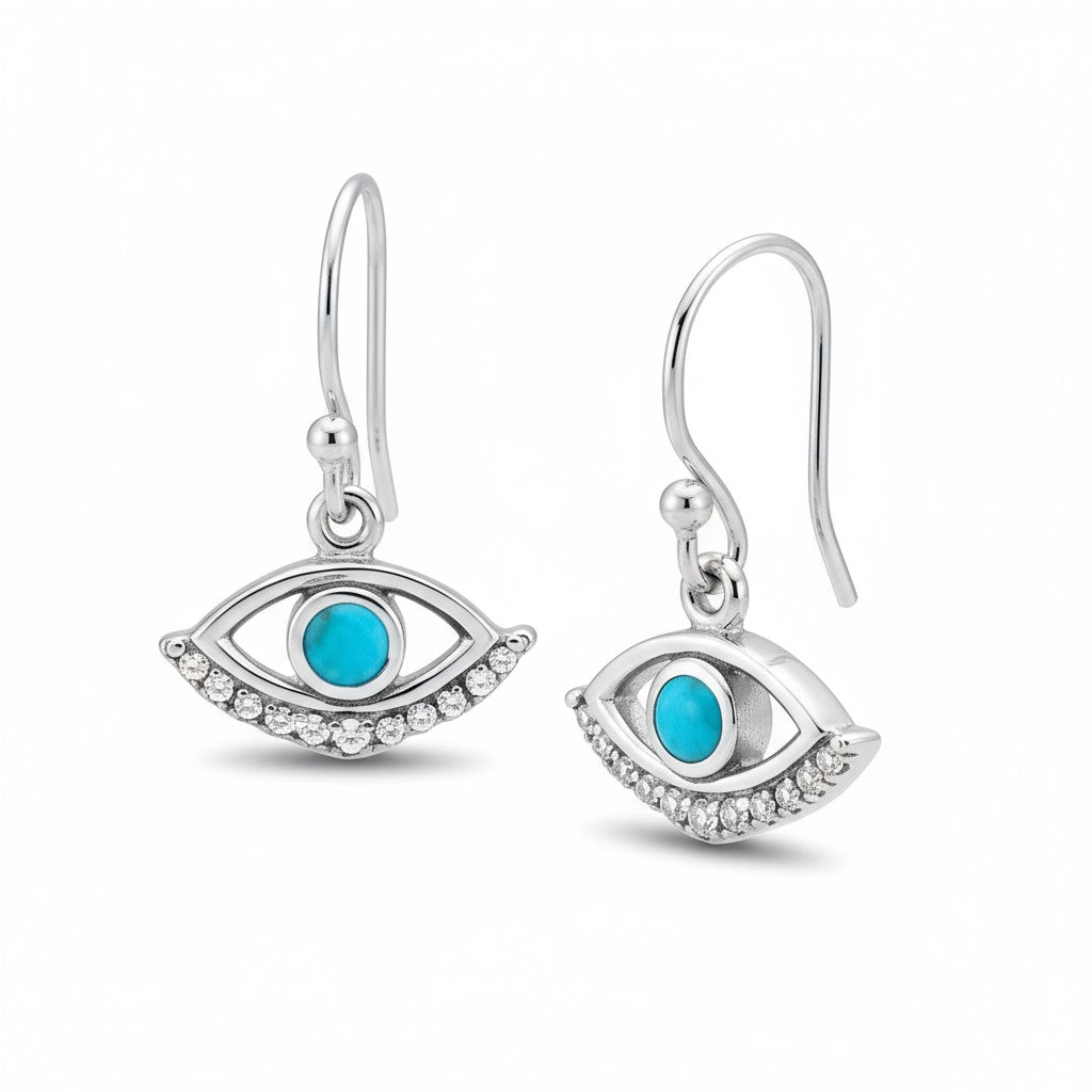 Eye of Horus Turquoise Earrings In Silver