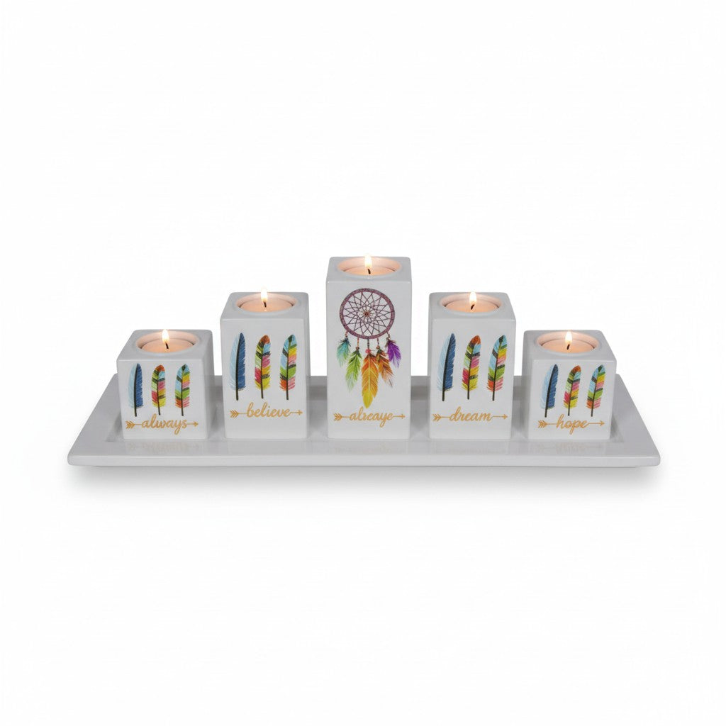 Five Piece Candle Holder Set: Follow Your Dreams