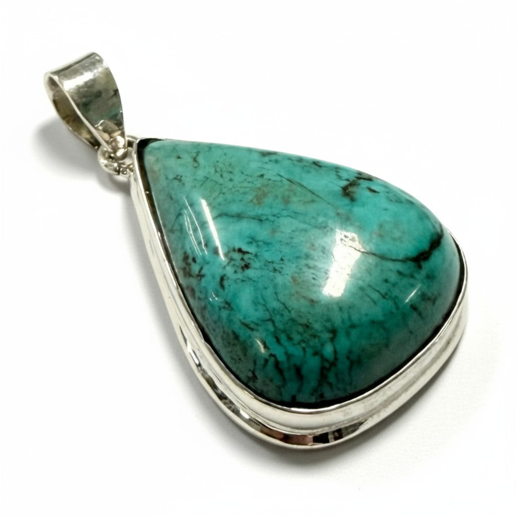 Turquoise Teardrop Silver Pendant