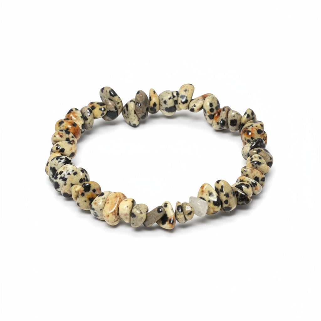 Dalmation Jasper Crystal Chip Bracelet