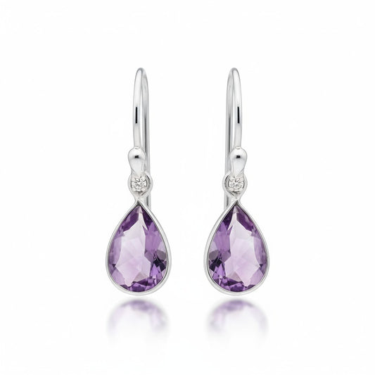 Amethyst Faceted Earring in Silver