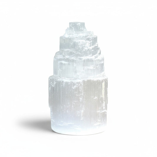Selenite Tower Lamp 15cm