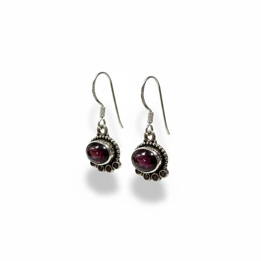 Indian Ruby Goddess Silver Earrings