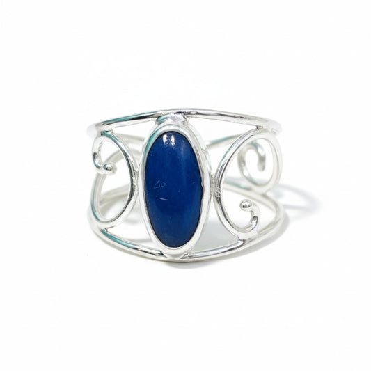 Lapis Lazuli Oval Silver Fancy Ring