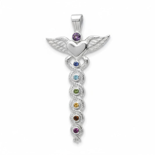 Winged Heart Chakra Pendant in Silver