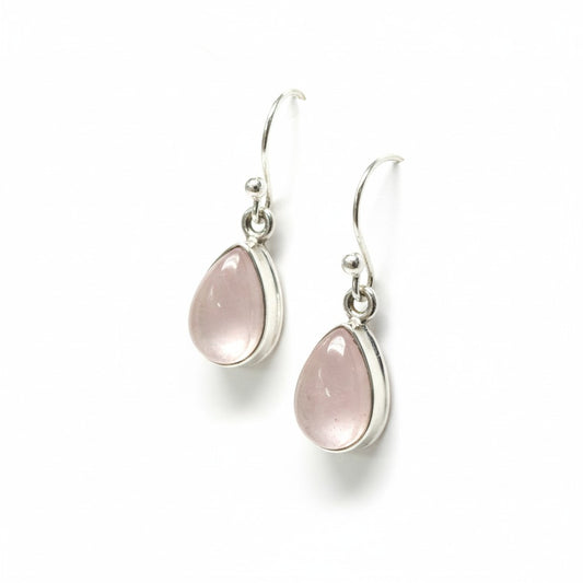 Rose Quartz Teardrop Silver Earrings