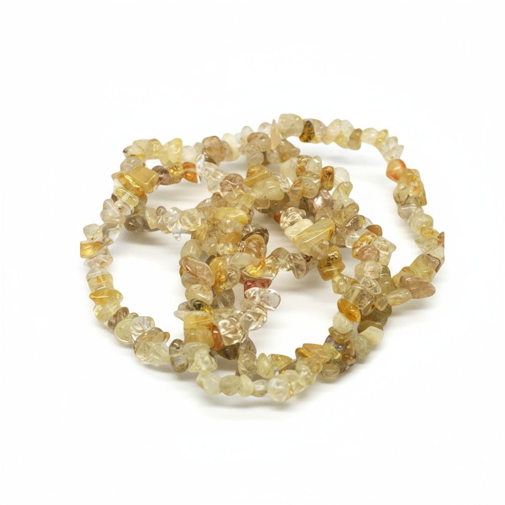 Rutilated Quartz Crystal Chip Bracelet ~ Amplifies Spirit Connection & Attracts Love