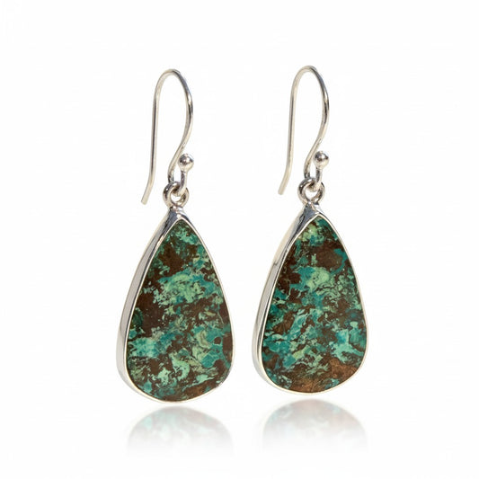 Shattakite Teardrop Earrings in Silver