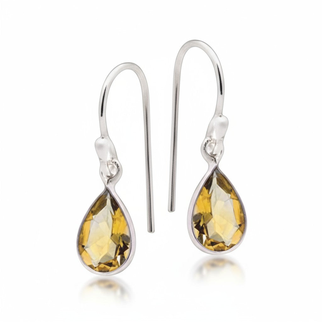 Citrine Faceted Earring in Silver