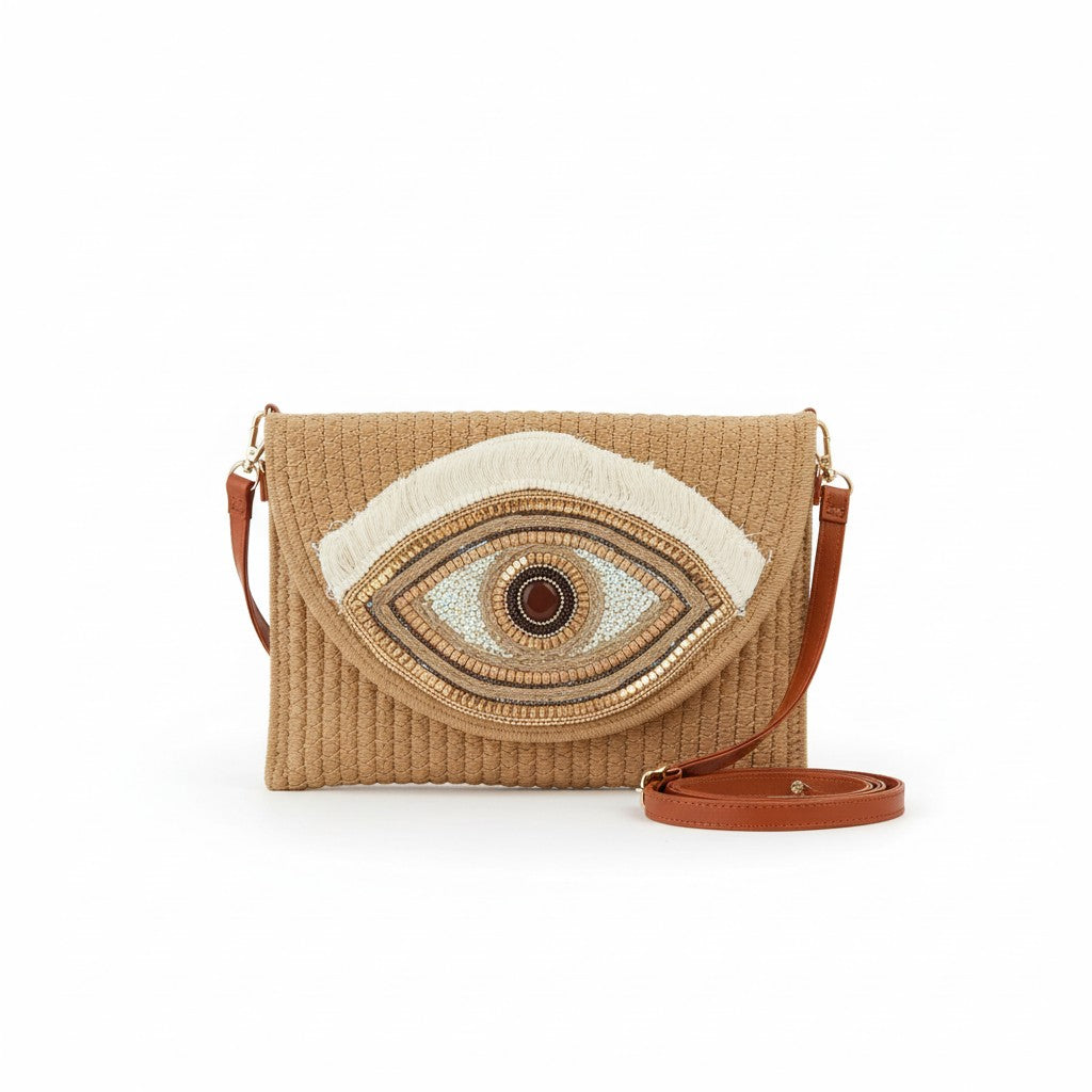 Evil Eye Straw Bag
