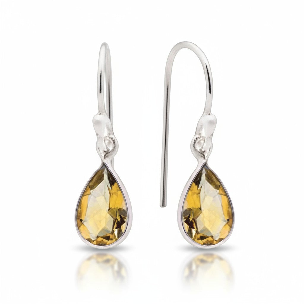 Citrine Faceted Earring in Silver