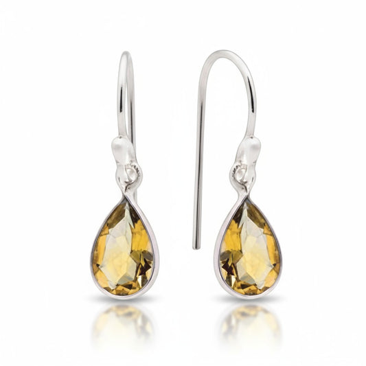 Citrine Faceted Earring in Silver