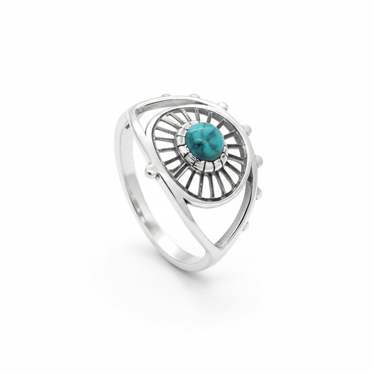 Turquoise Eye Ring in Silver