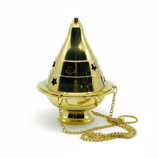 Incense Charcoal Burner Hanging Censer BRASS STAR 12cm