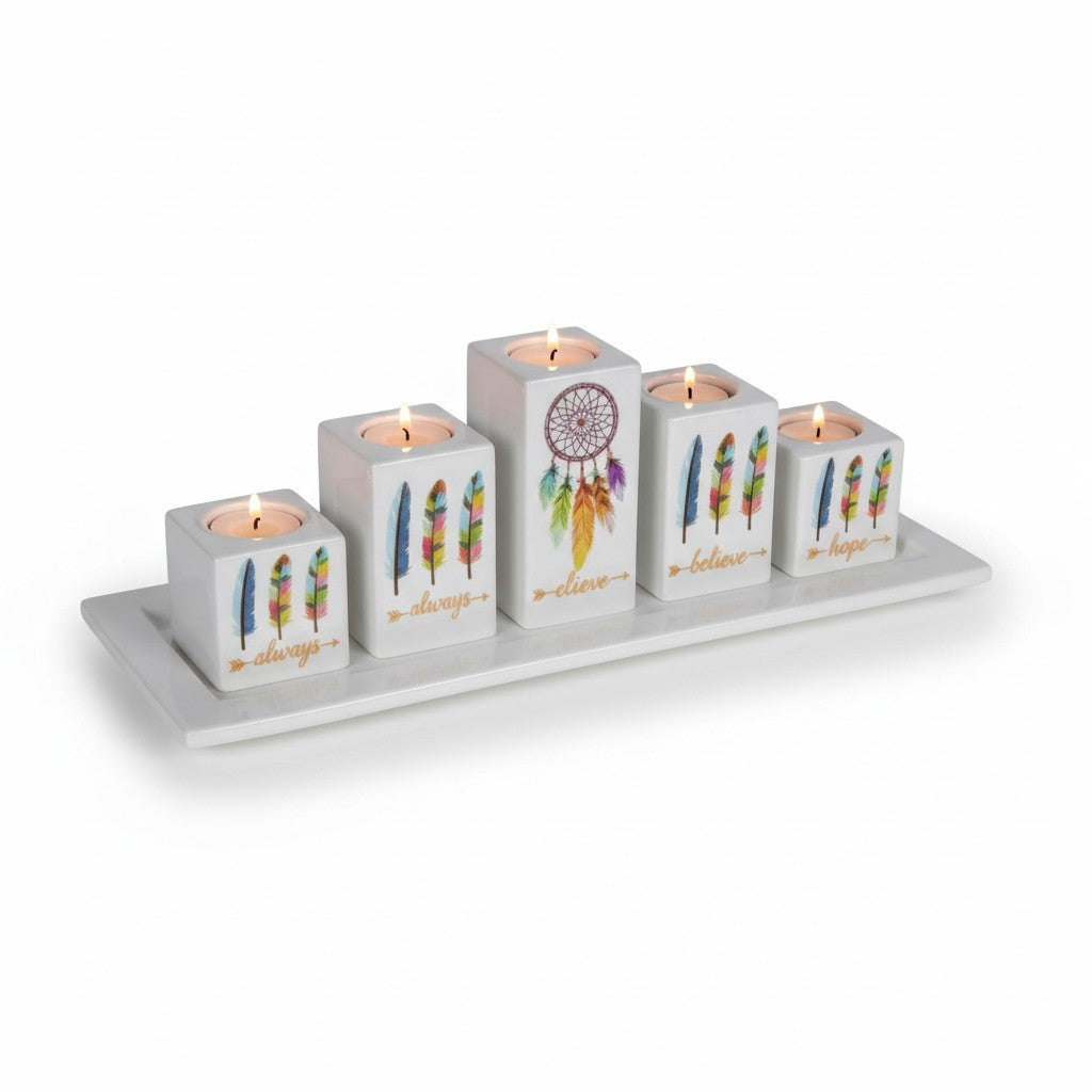 Five Piece Candle Holder Set: Follow Your Dreams