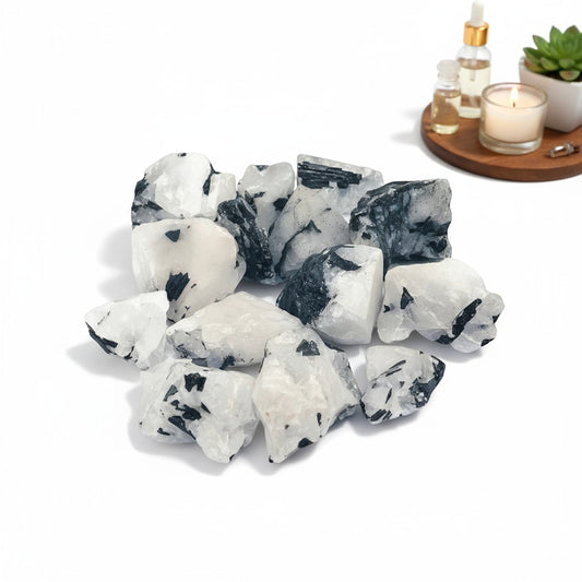 Black Tourmaline in Clear Quartz Rough