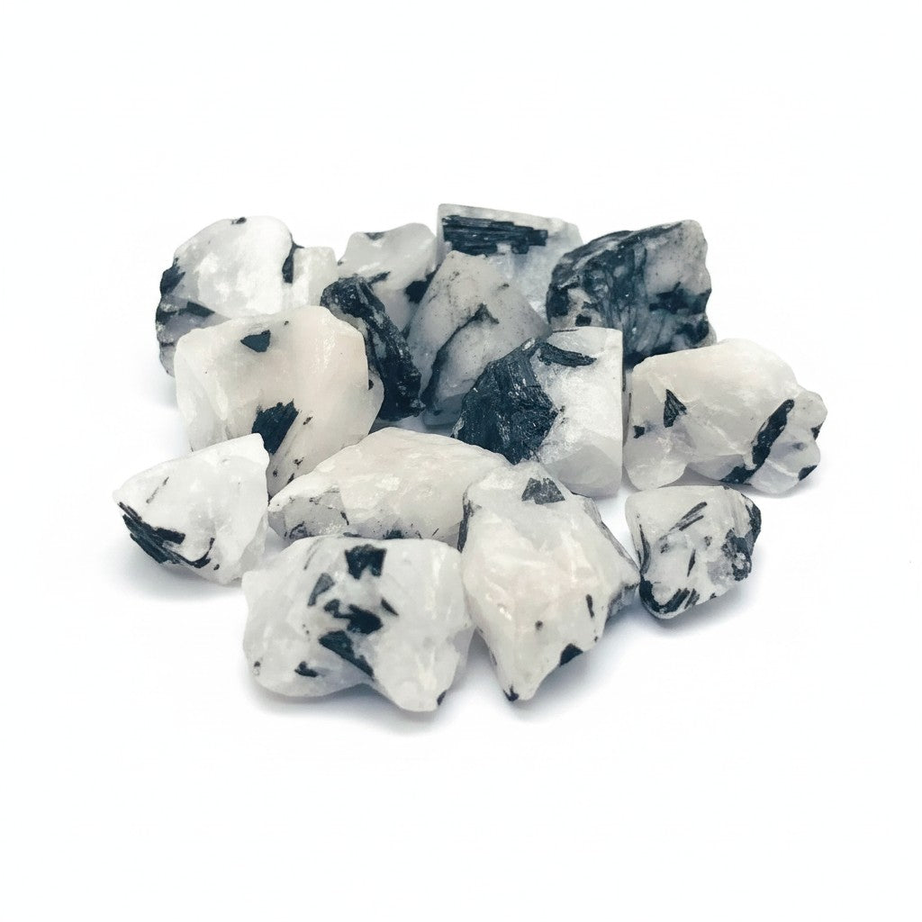 Black Tourmaline in Clear Quartz Rough