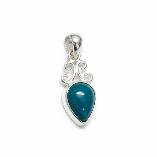 Chrysocolla Teardrop Pendant Silver