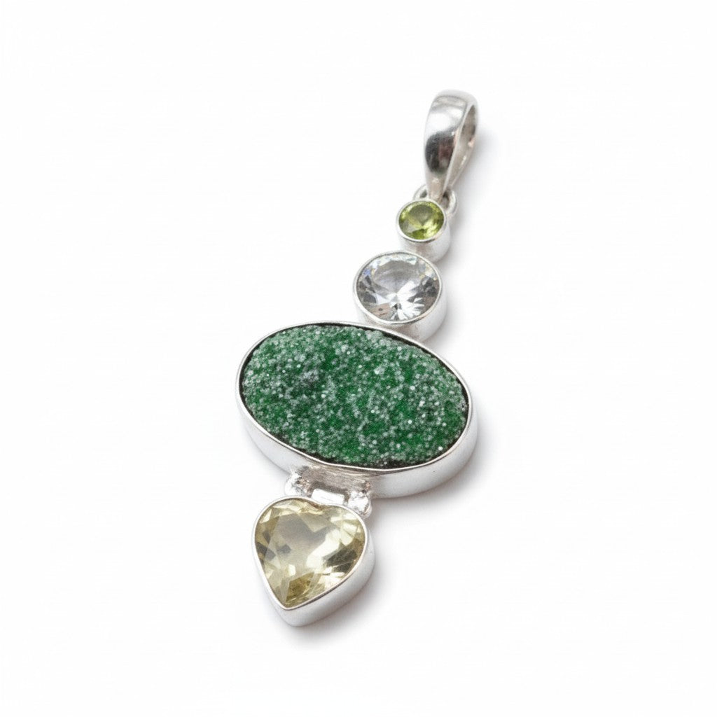 Natural Uvarovite Cabochon Pendant