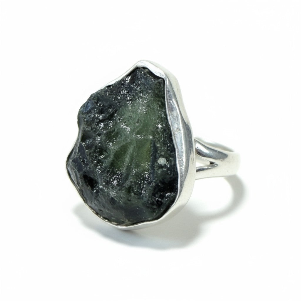 Moldavite Ring in Silver