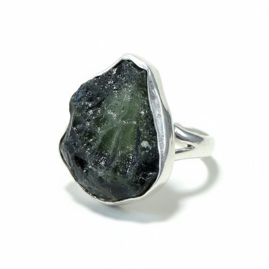 Moldavite Ring in Silver