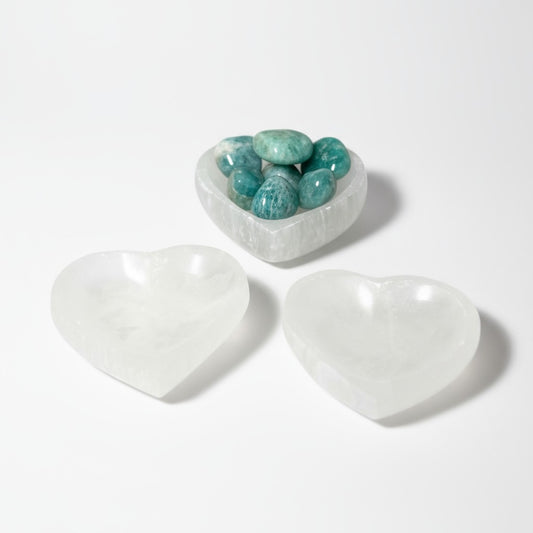 Selenite Heart Bowls 6cm