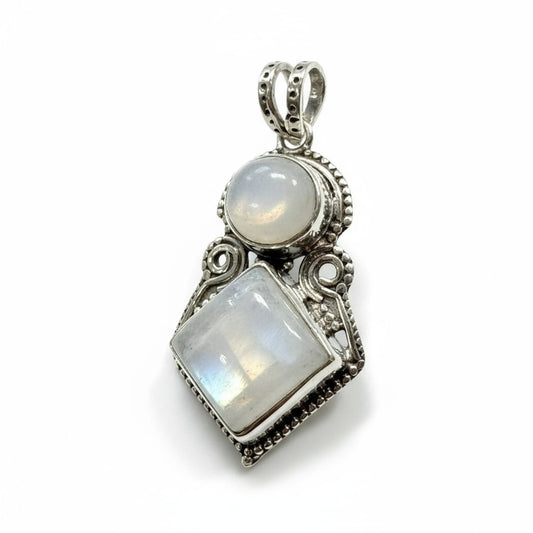 Rainbow Moonstone Isis Silver Pendant
