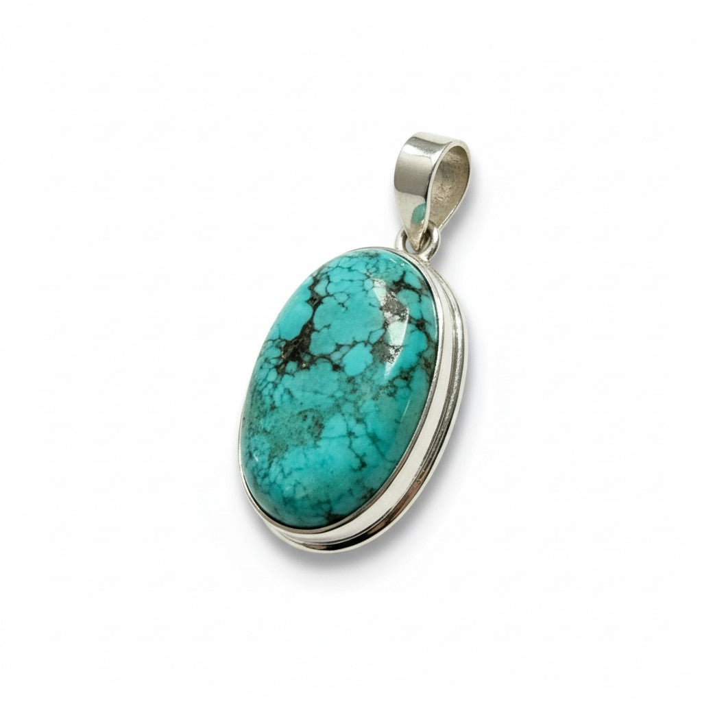 Turquoise Oval Silver Pendant