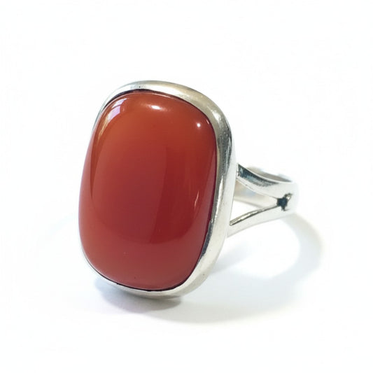 Carnelian Rectangle Silver Ring