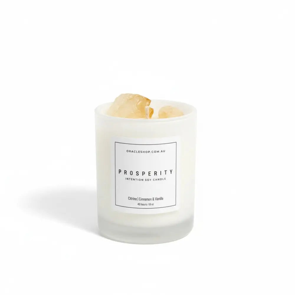 PROSPERITY Intention Soy Candle: Citrine / Cinnamon Vanilla crystal candle