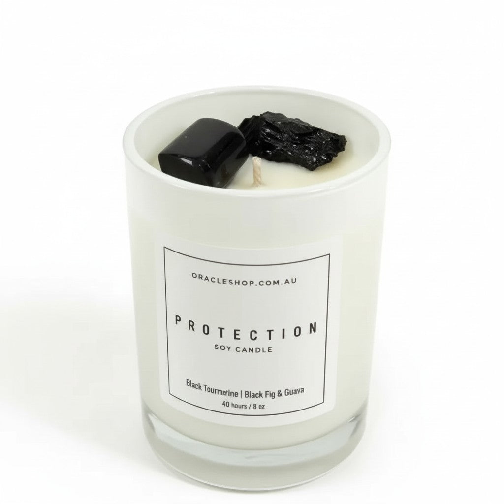 PROTECTION - Intention Soy Candle -  Black Tourmaline / Black Fig & Guava