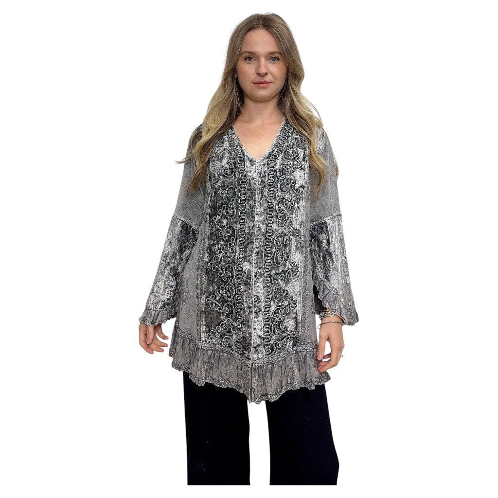 BellaMarie Velvet Long Sleeve Blouse