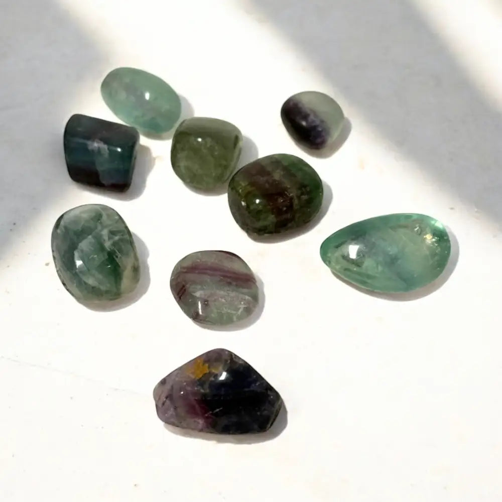 Rainbow Fluorite Crystal Tumbles ~ Mental Clarity Study & Balance Mini Crystal tumble