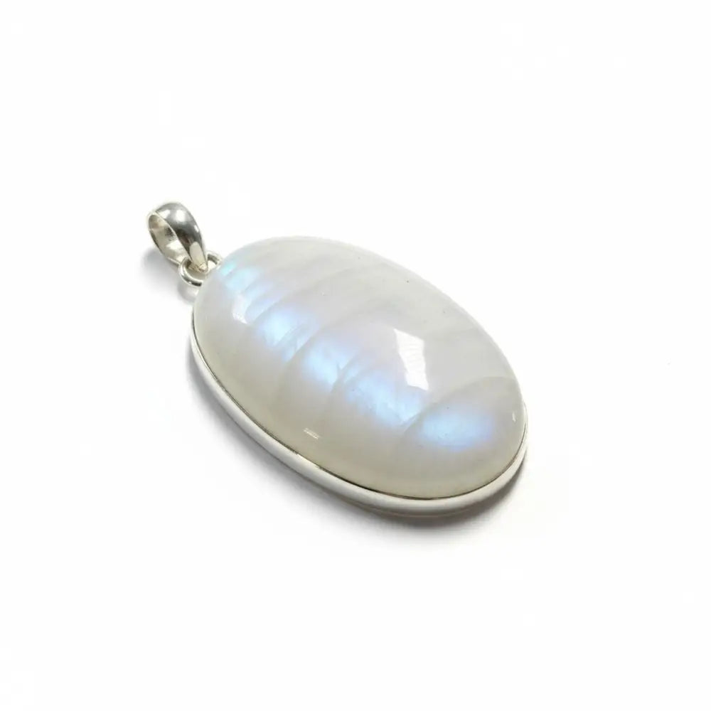 Rainbow Moonstone Oval Silver Pendant Charms & Pendants