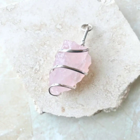 Raw Spiral Wire Wrapped Pendant Pendant