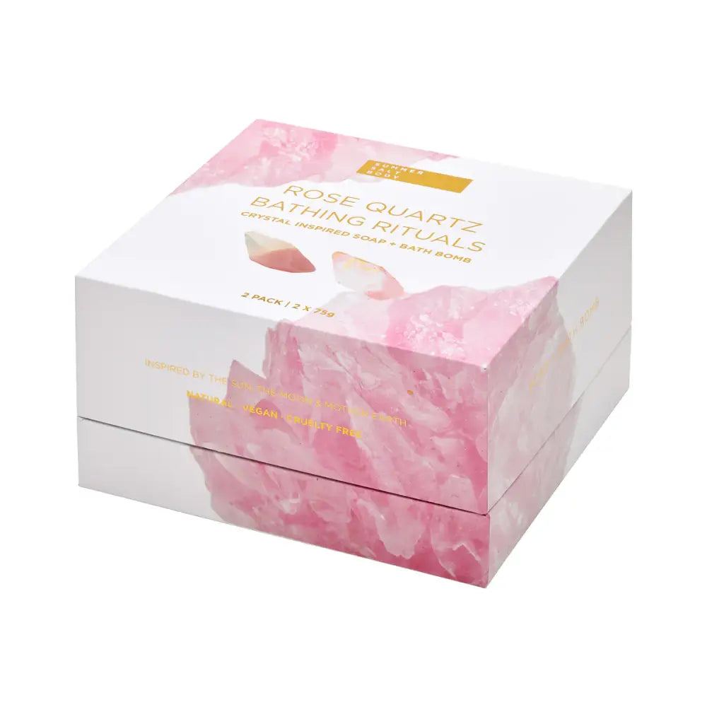 Rose Quartz Bathing Rituals 2 Pack ~ Bath Bomb & Crystal Soap Bath & Body