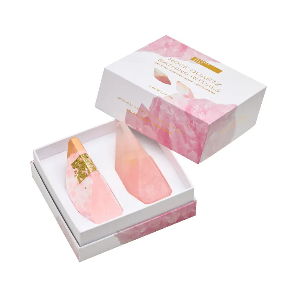 Rose Quartz Bathing Rituals 2 Pack ~ Bath Bomb & Crystal Soap Bath & Body