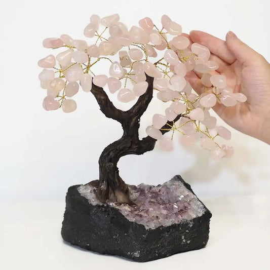 ROSE QUARTZ Bonsai Crystal Tree 25 Crystal Tree