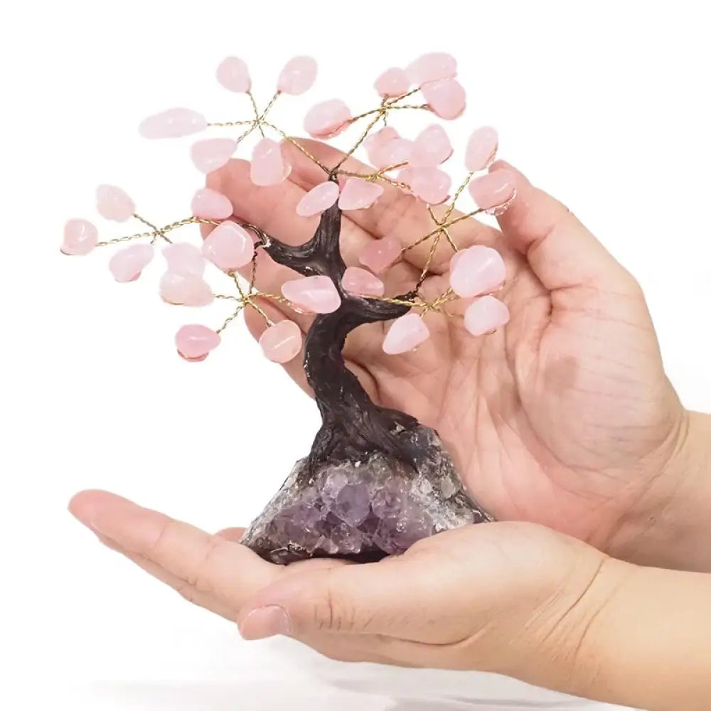 ROSE QUARTZ Bonsai Tree 10 Crystal Tree