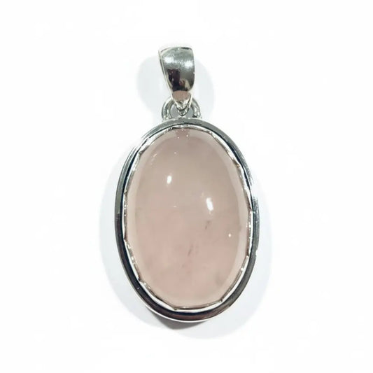 Rose Quartz Oval Pendant in 925 Silver Pendant