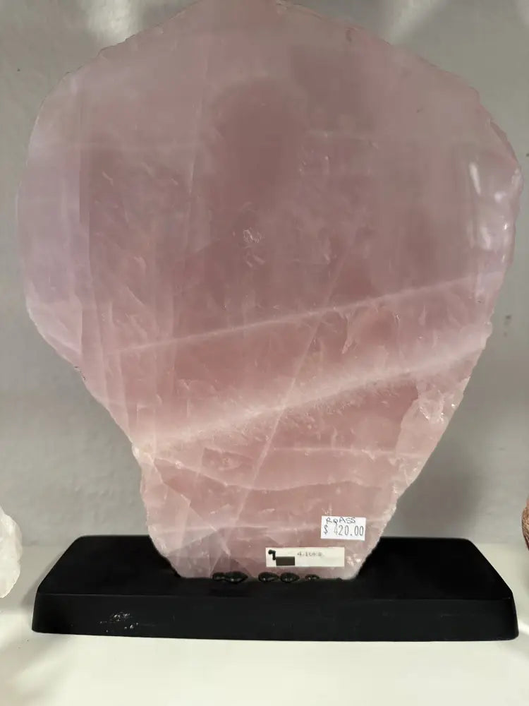 Rose Quartz Slice on Wood Stand boho decor