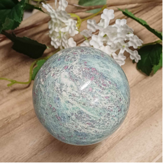 Ruby Fuchsite Sphere with Kyanite 002