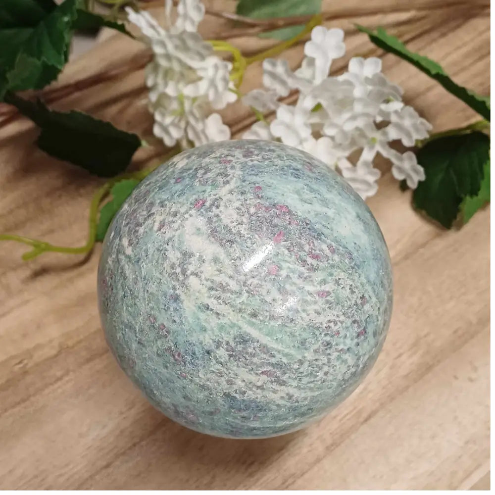 Ruby Fuchsite Sphere with Kyanite 002