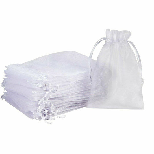 Organza Bag with Ribbon - White