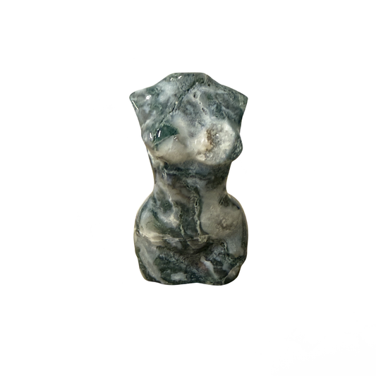 Moss Agate Feminine Goddess Body Carving