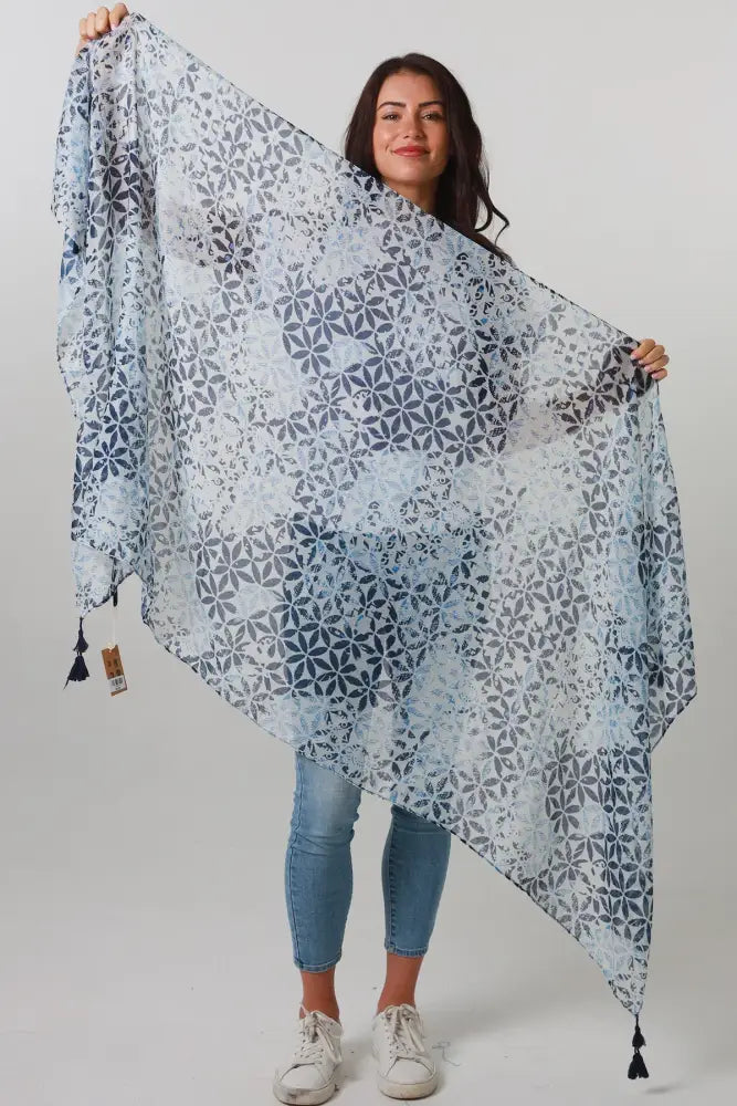 Scarf - Seasonal Bohemian - Flower of Life Blue scarf