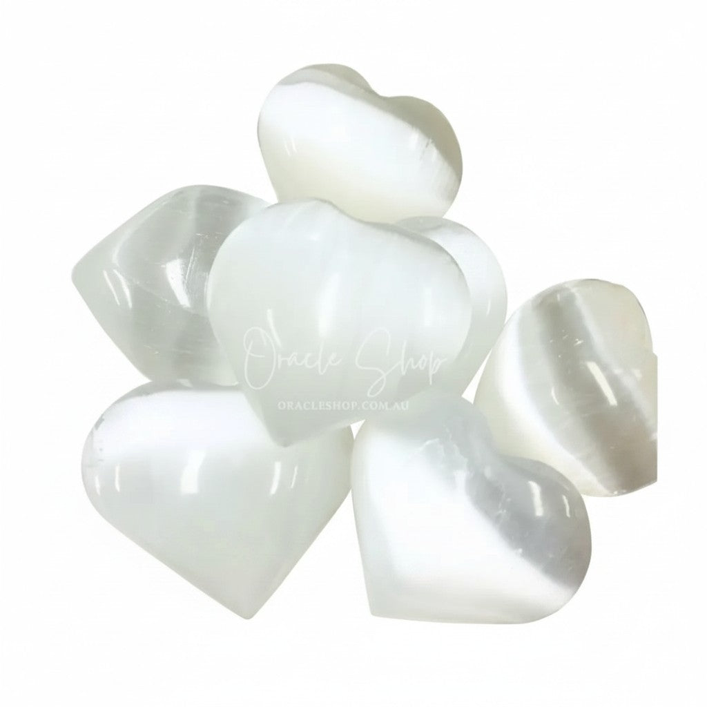 Selenite Crystal Heart Palm Stone - 11cm