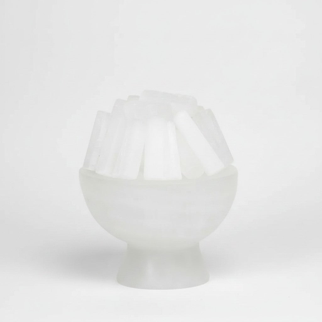 Selenite Fire Bowl Lamp with White LED Bulb