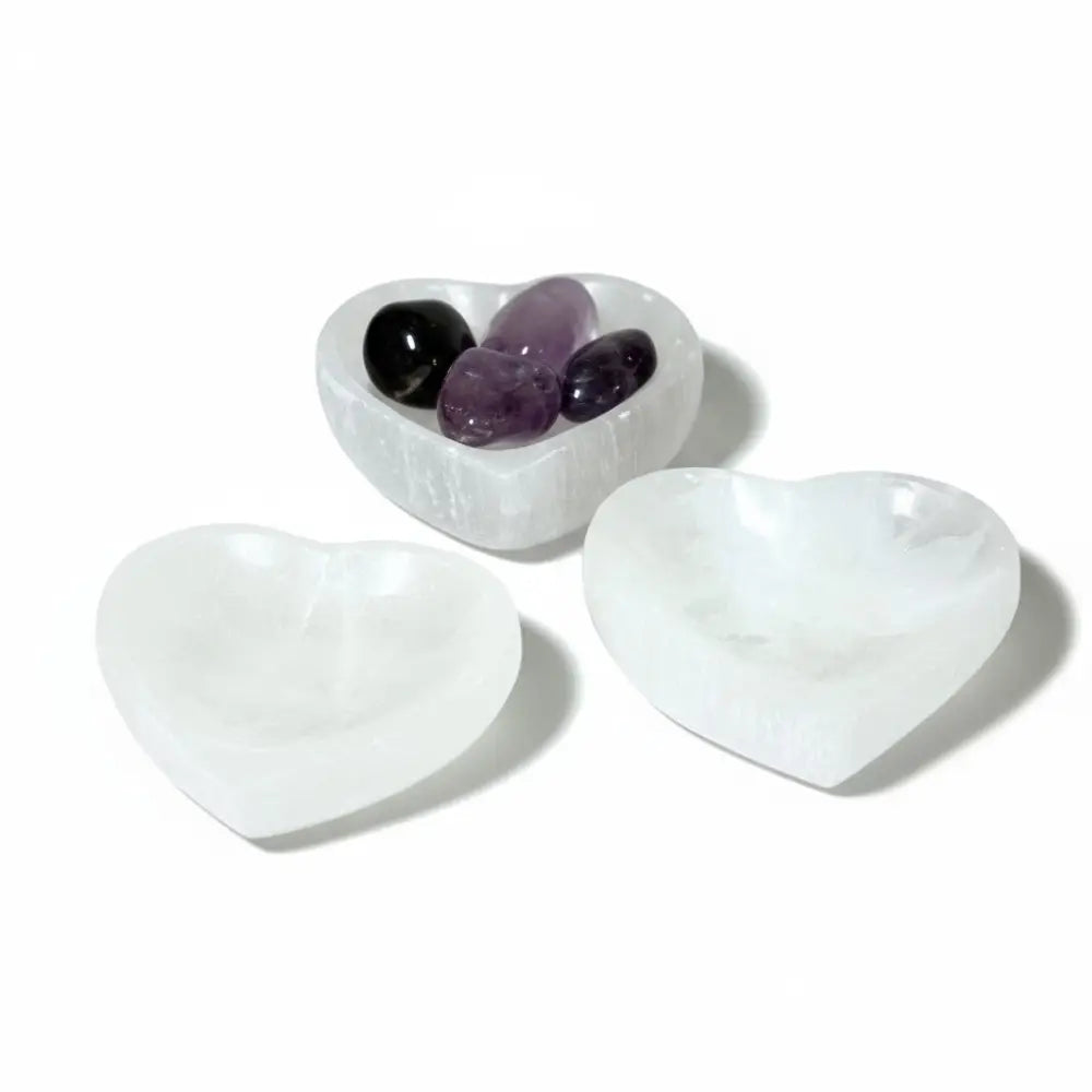 Selenite Heart Bowls 6cm crystal bowl